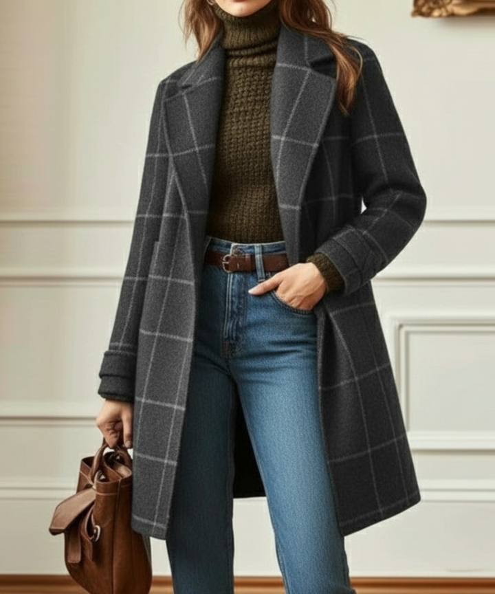 Amanda | Classy Wool Check Coat