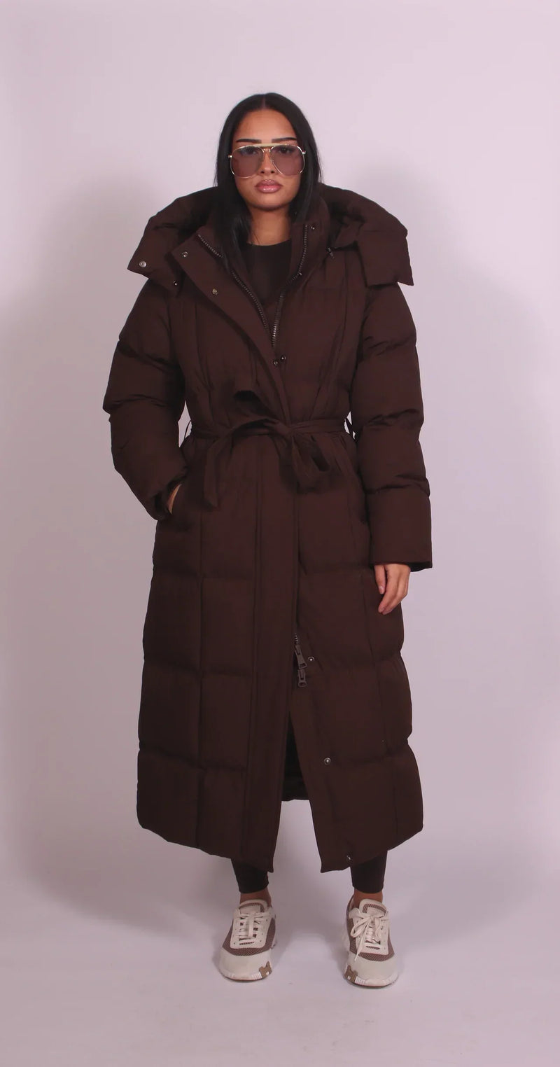 Hannah | Long Belted Puffer Coat