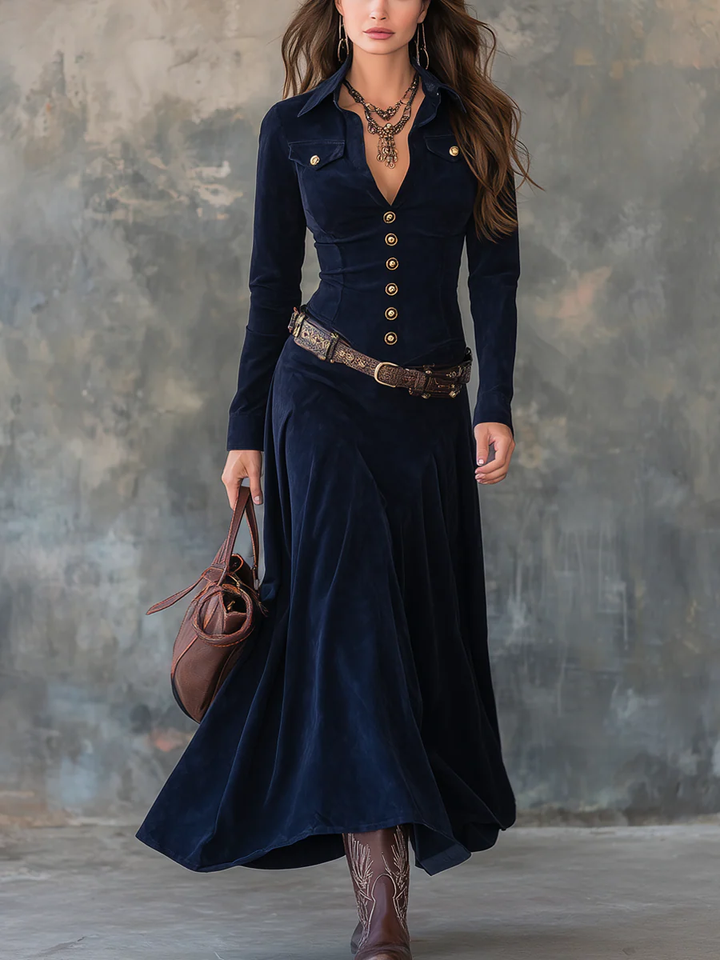 Florence | Elegant Suede-Feel Maxi Dress