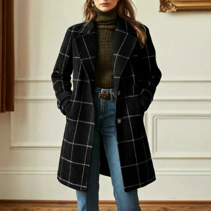 Amanda | Classy Wool Check Coat